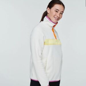 Cotopaxi Women's White and Yellow Teca Fleece Pullover